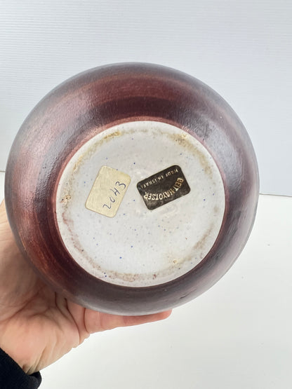 Beit Hayotser Israel Pottery Vase – Brown & Cream Handled Vase