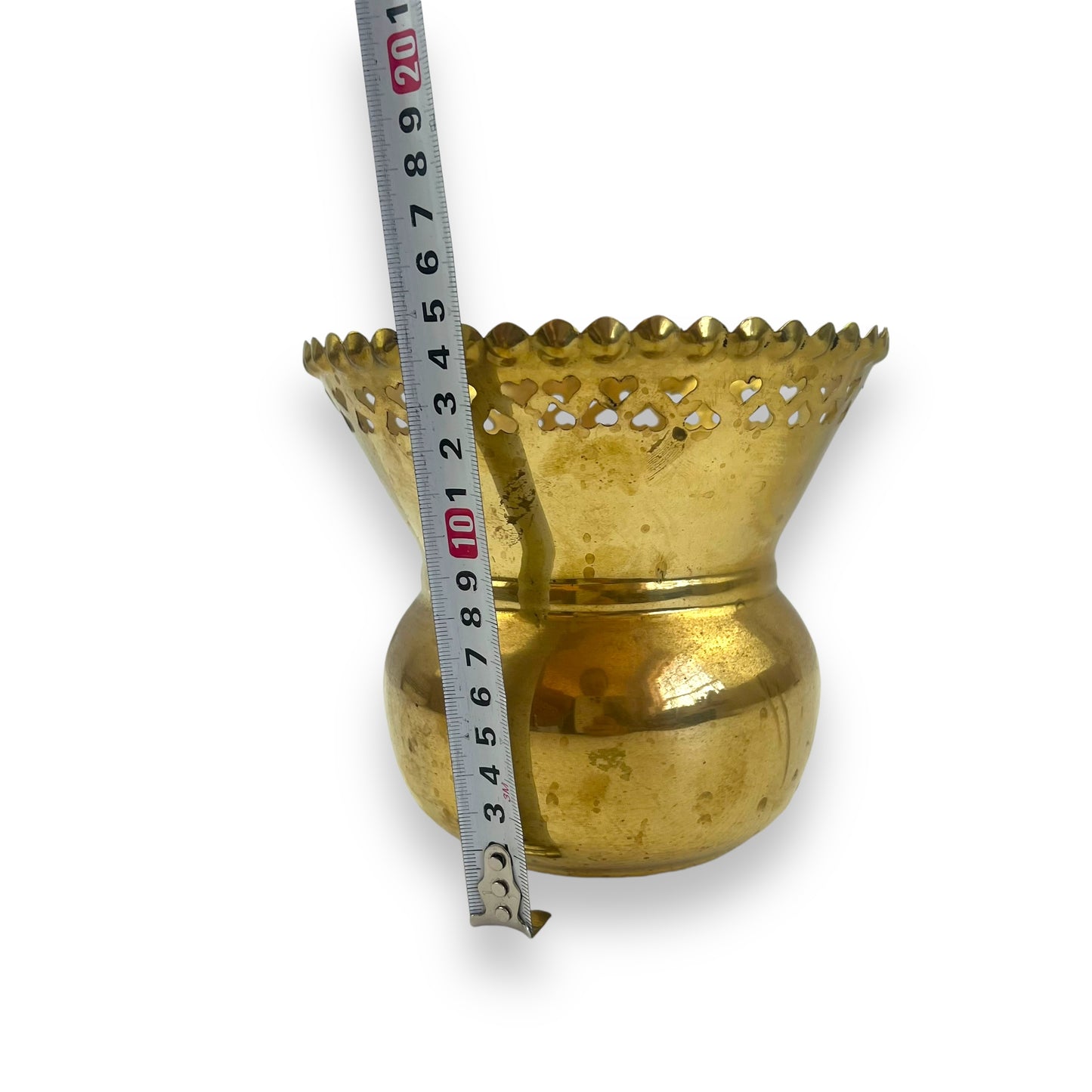 Brass Plant Pot with Heart Cutout Design