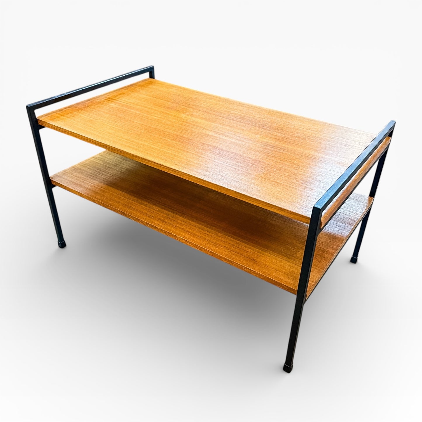 Coffee Table with Lower Shelf – Timber & Black Metal Frame