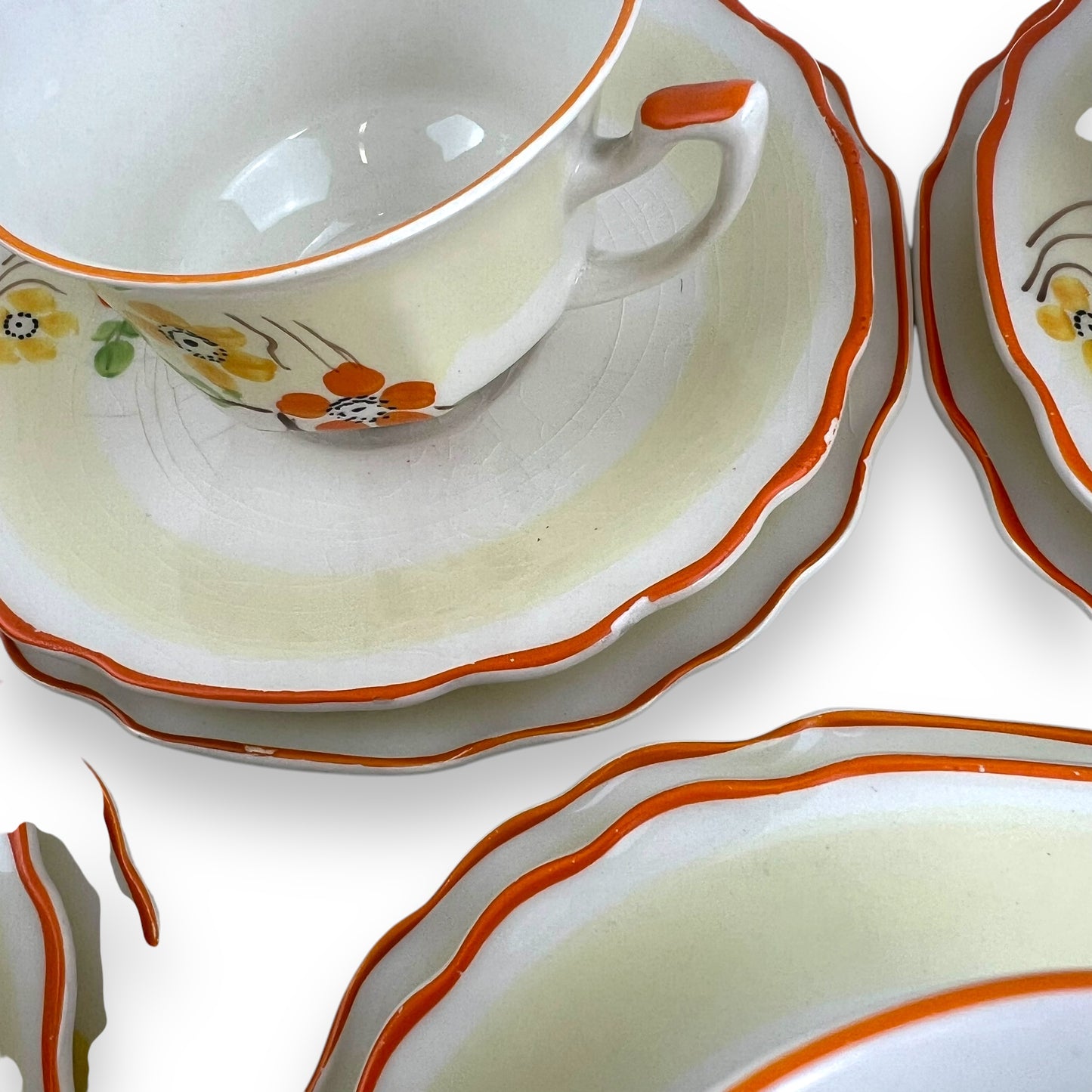 Hand painted flower tea cup set - made in England