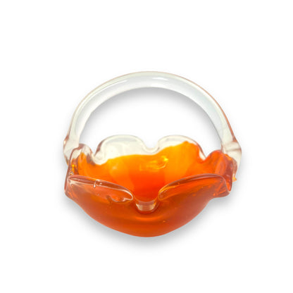Orange Art Glass Basket