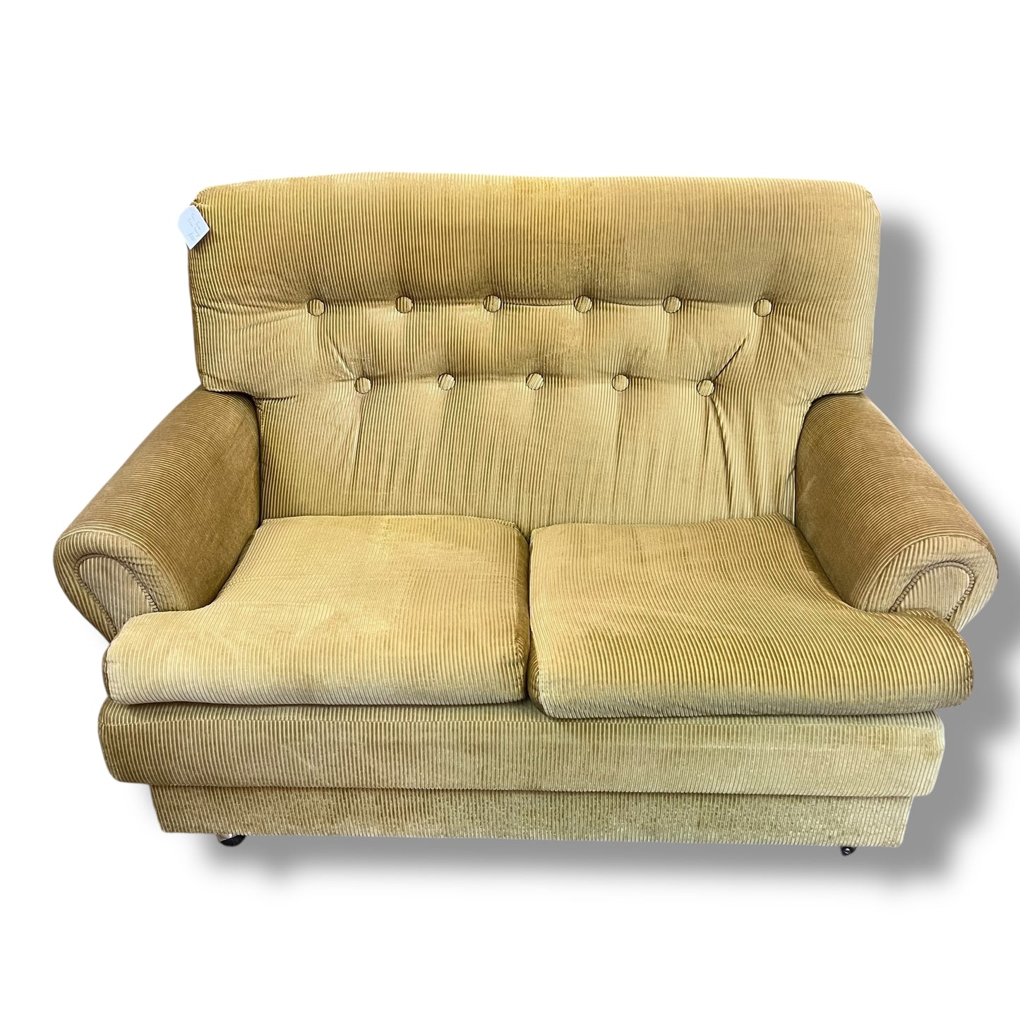 Green-Yellow Corduroy 2-Seater Lounge