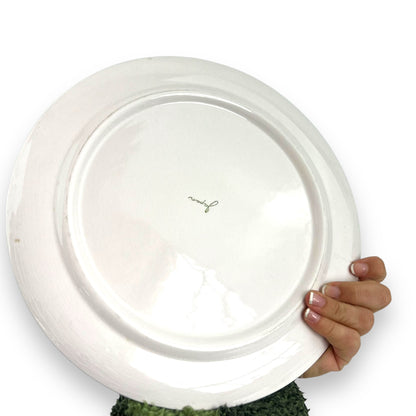 Handpainted food platter with bottle, cherrie, fruit & leaves