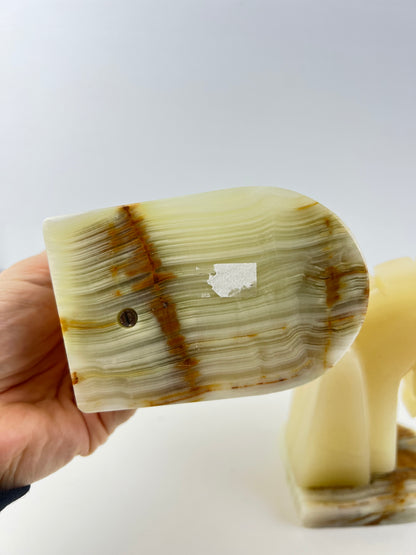Carved Onyx Horse Head Bookends Pair