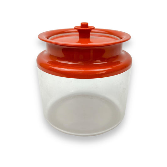 Red and Clear Plastic Tupperware Storage Container