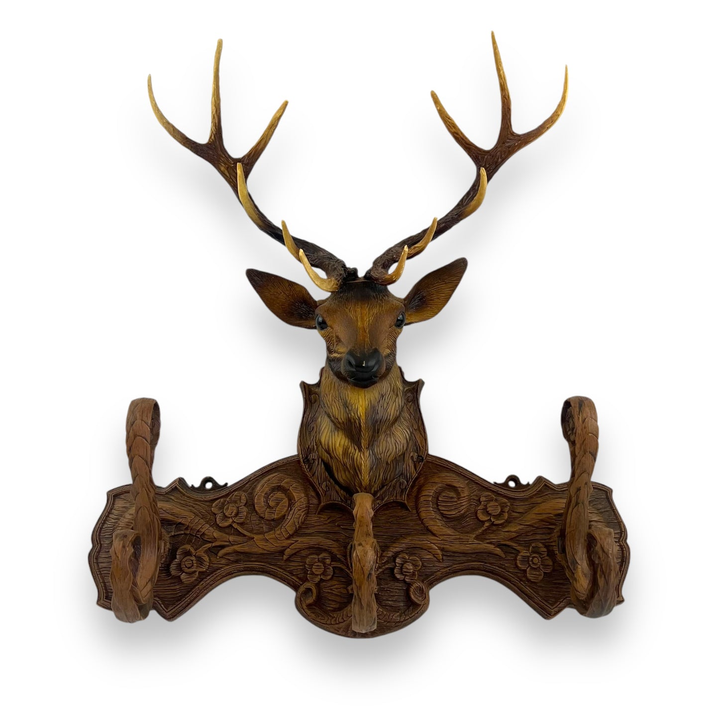 Fisher France Plastic Elk Stag Deer Head Coat Rack - Faux Antler Wall Hanging