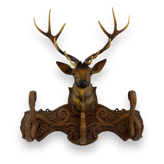 Fisher France Plastic Elk Stag Deer Head Coat Rack - Faux Antler Wall Hanging