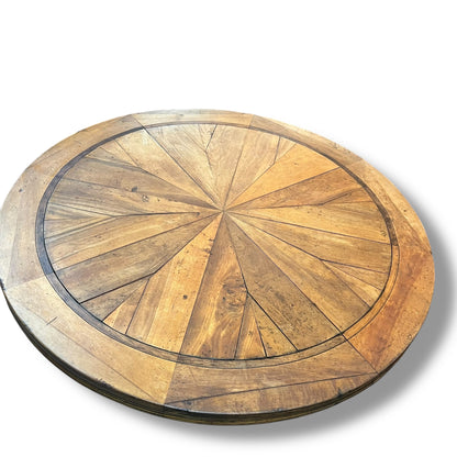 Round Parquetry Dining Table with Carved Scroll Base