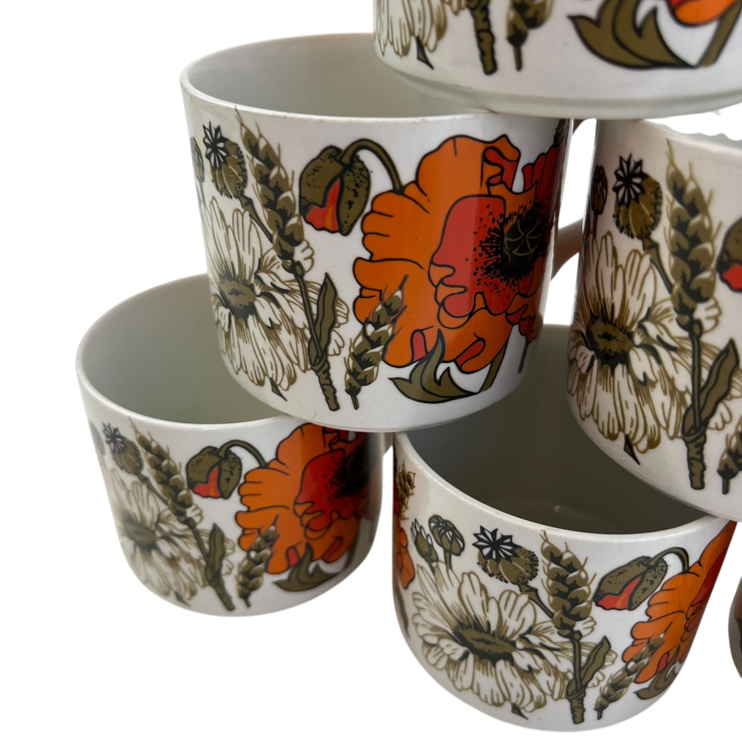 J & G Meakin Studio England “Poppy” Set of 6 Teacups