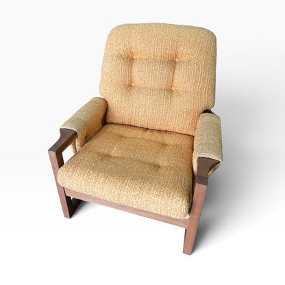 Mustard Yellow Bouclé Timber Lounge Chair