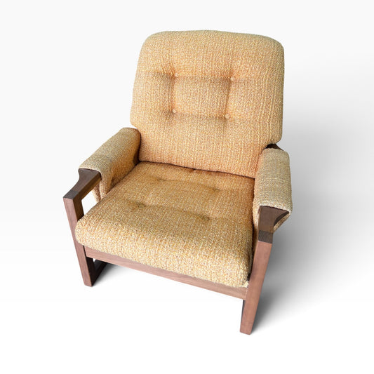 Mustard Yellow Bouclé Timber Lounge Chair