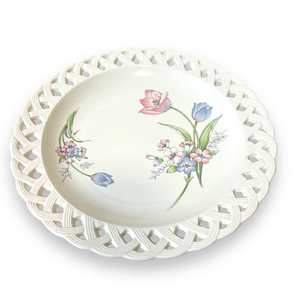 Yamazaki Royal Lattice Plate – Floral Design with Openwork Border, Made in Japan