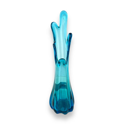Blue Finger Pull Glass Vase
