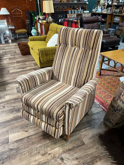 Striped Recliner Armchair with Footrest