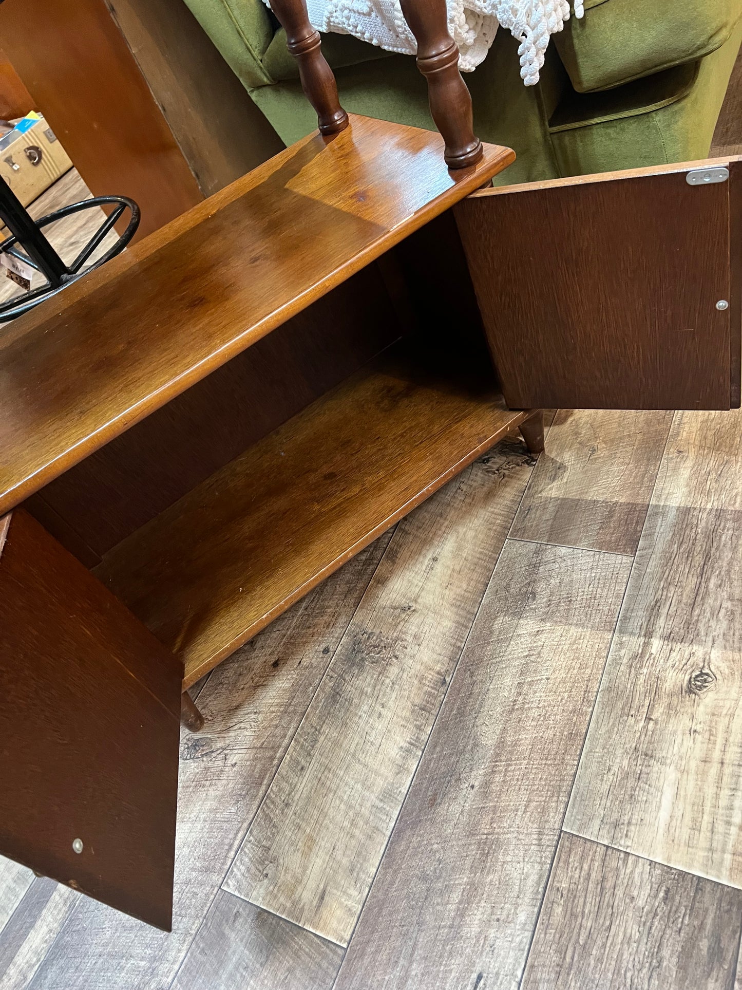 Display Cabinet with Hand-Carved Wooden Flower Doors