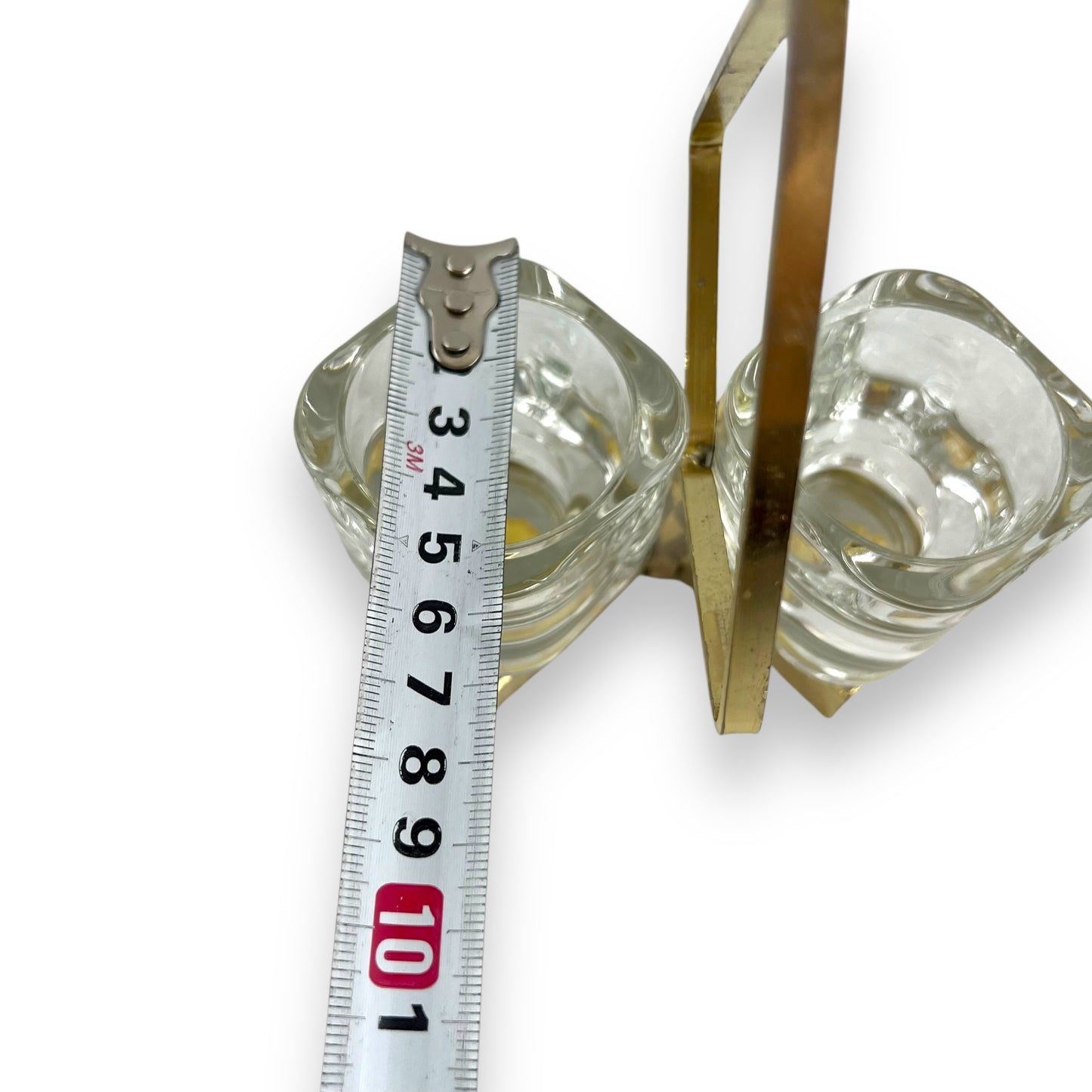 Clear glass Salt & Pepper Holder with Brass Handle - Made in Italy