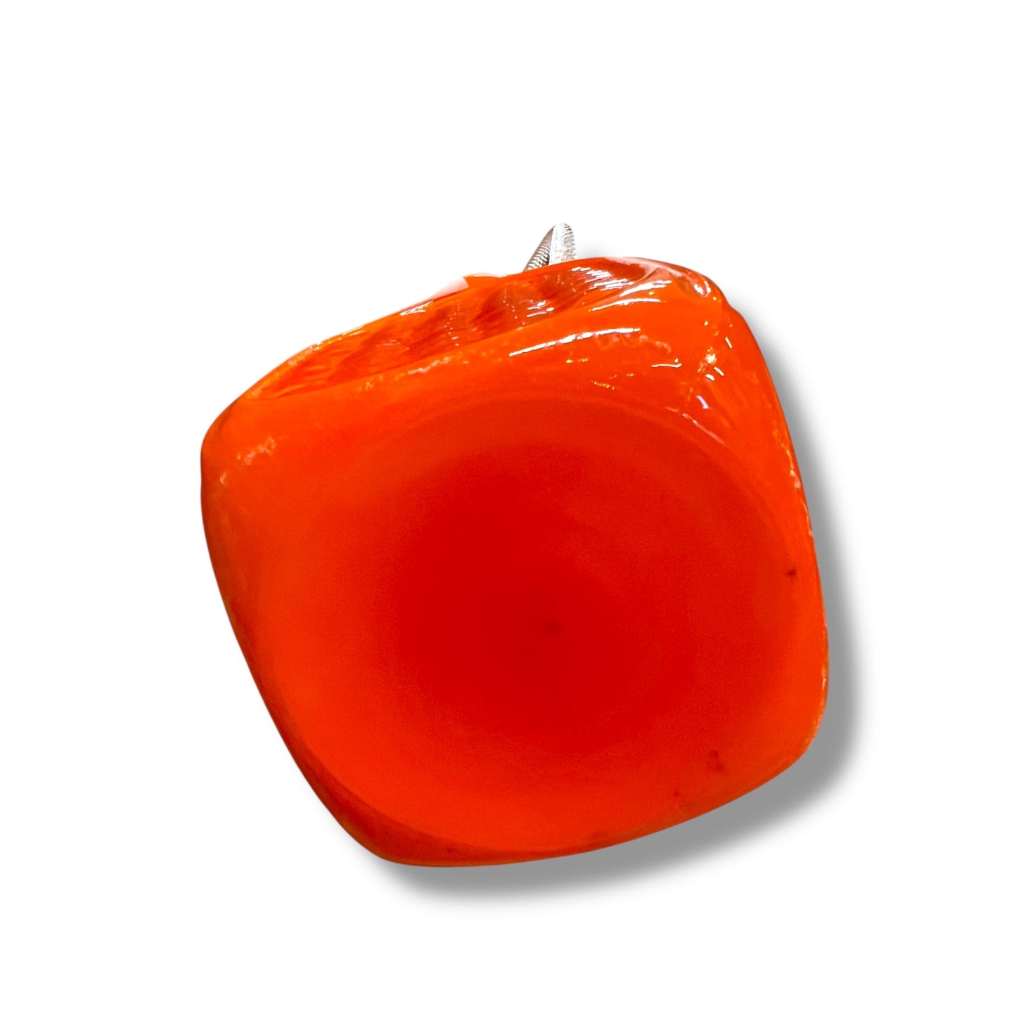 Empoli Italian Art Glass Ewer — Palina Fiorentina Orange with Twisted Clear Handle