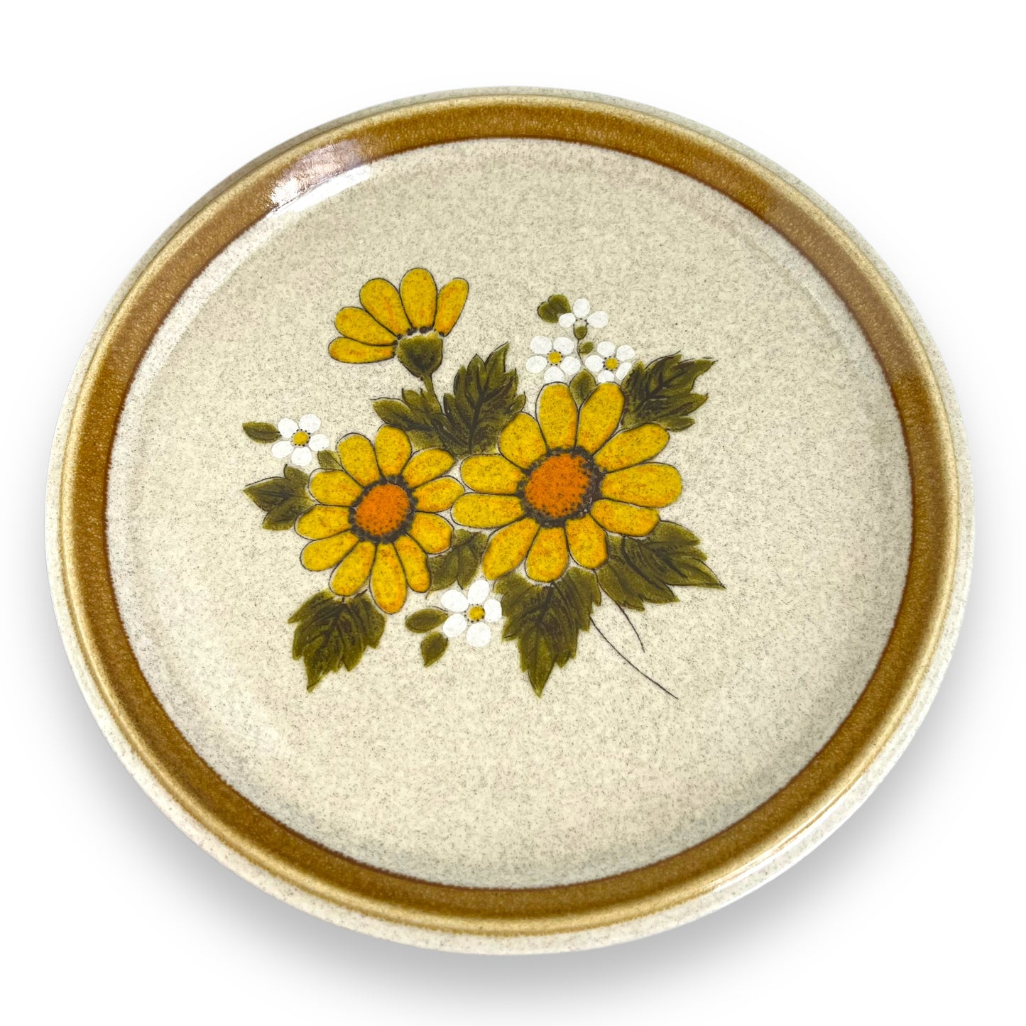 Mikasa Stone Manor “Melissa” F5811 Dinner Set - Bold Yellow Daisy Design, Beige Speckled - 24-Piece Set