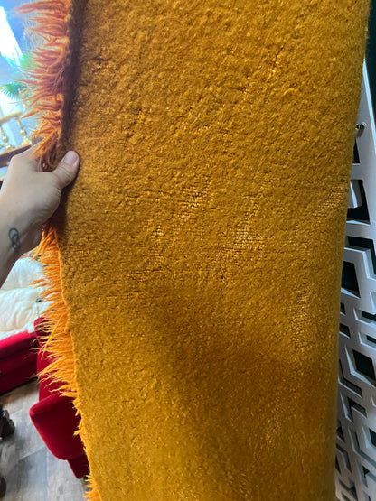 Orange Flokati Wool Rug – Large Shag Pile Statement Rug, Professionally Cleaned