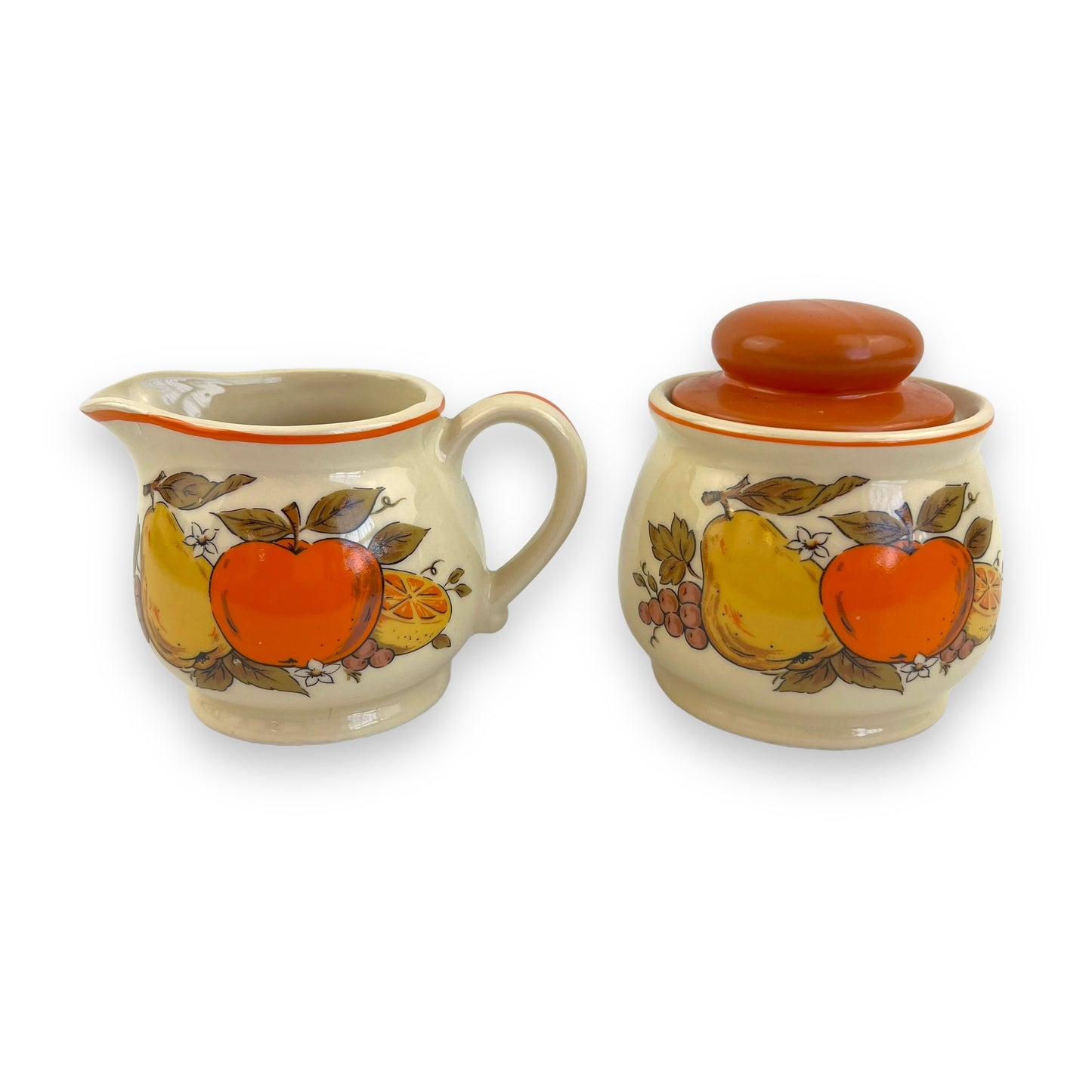 Sugar Pot & creamer set with fruit design