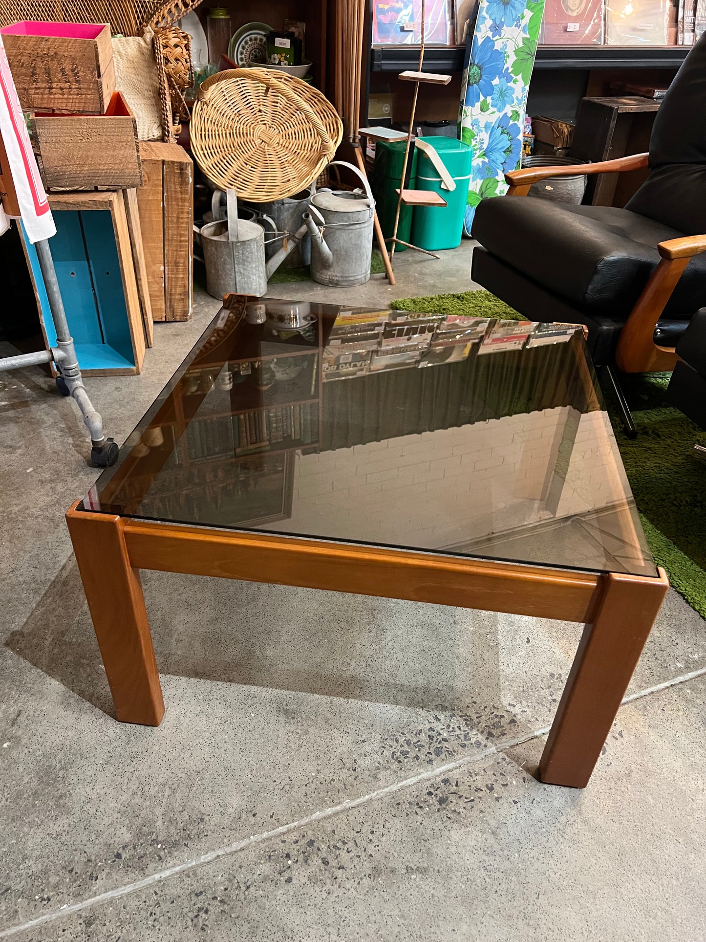 1970s Australian Blackwood & Smoked Glass Coffee Table