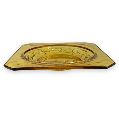 Bagley Amber Glass Fish & Lily Plate