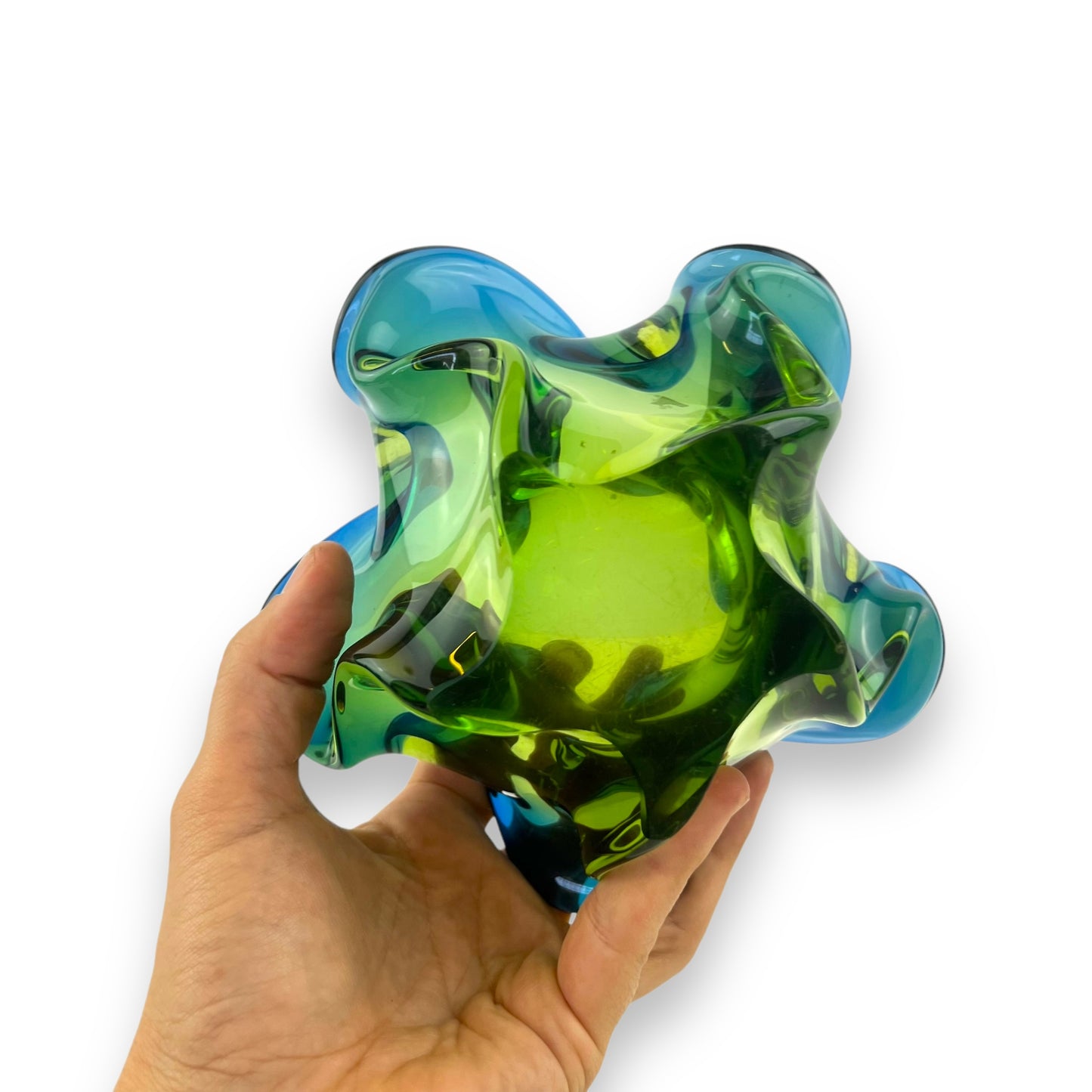 Blue and Green Art Glass Dish