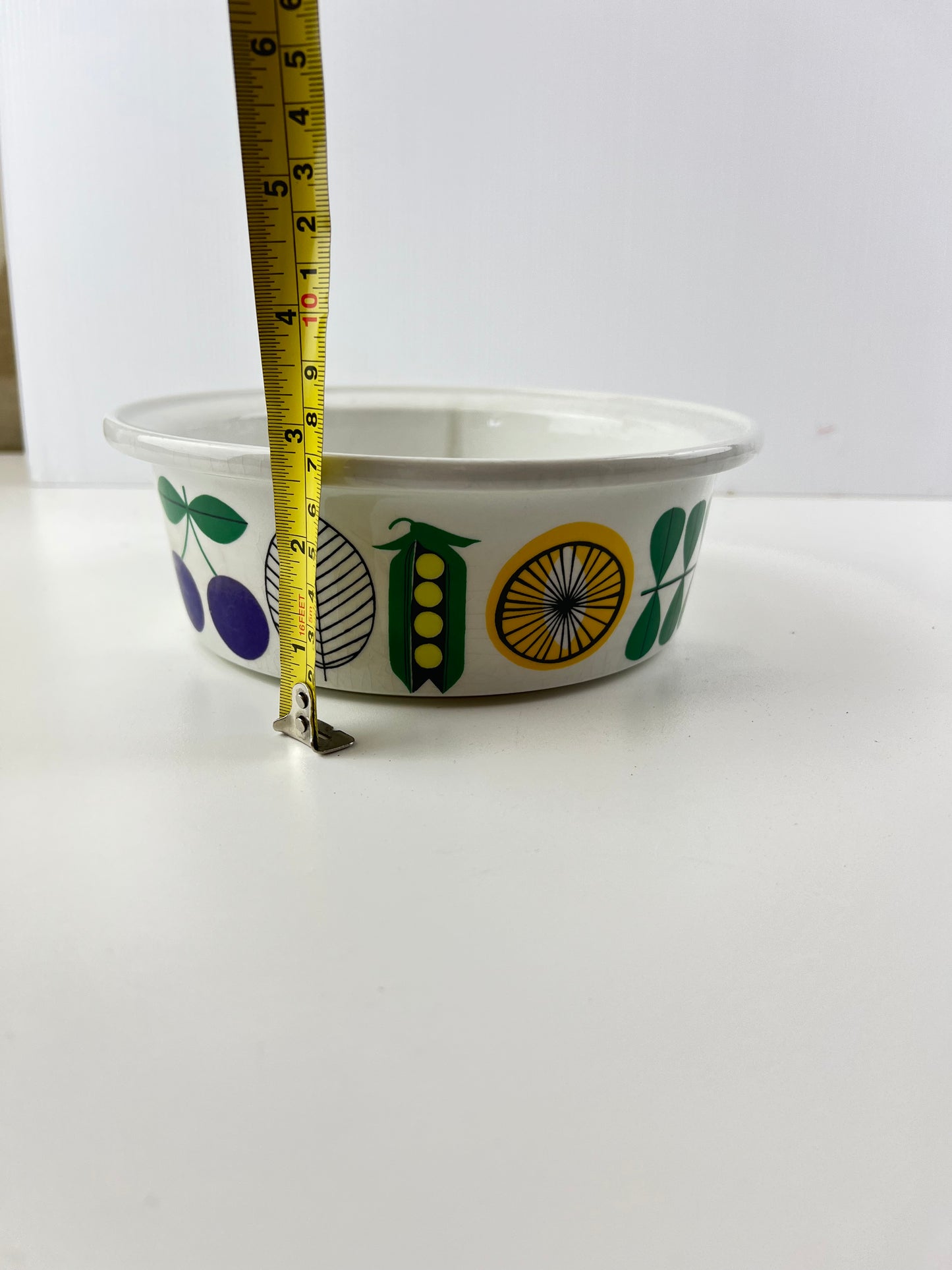 Arabia Finland Colourful Fruit Pattern Serving Bowl