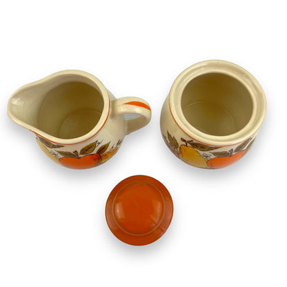 Sugar Pot & creamer set with fruit design
