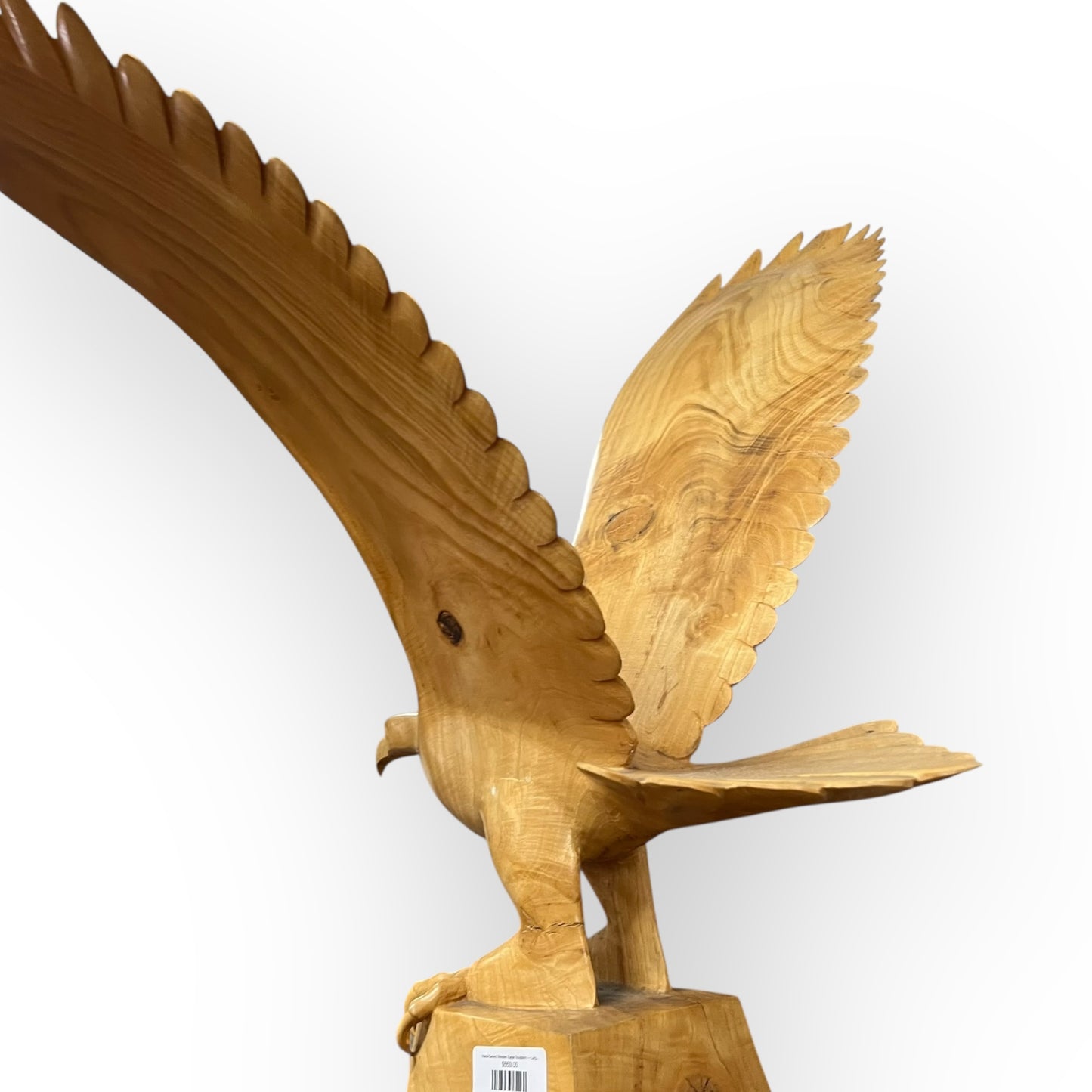 Hand-Carved Wooden Eagle Sculpture — Large Timber Carving