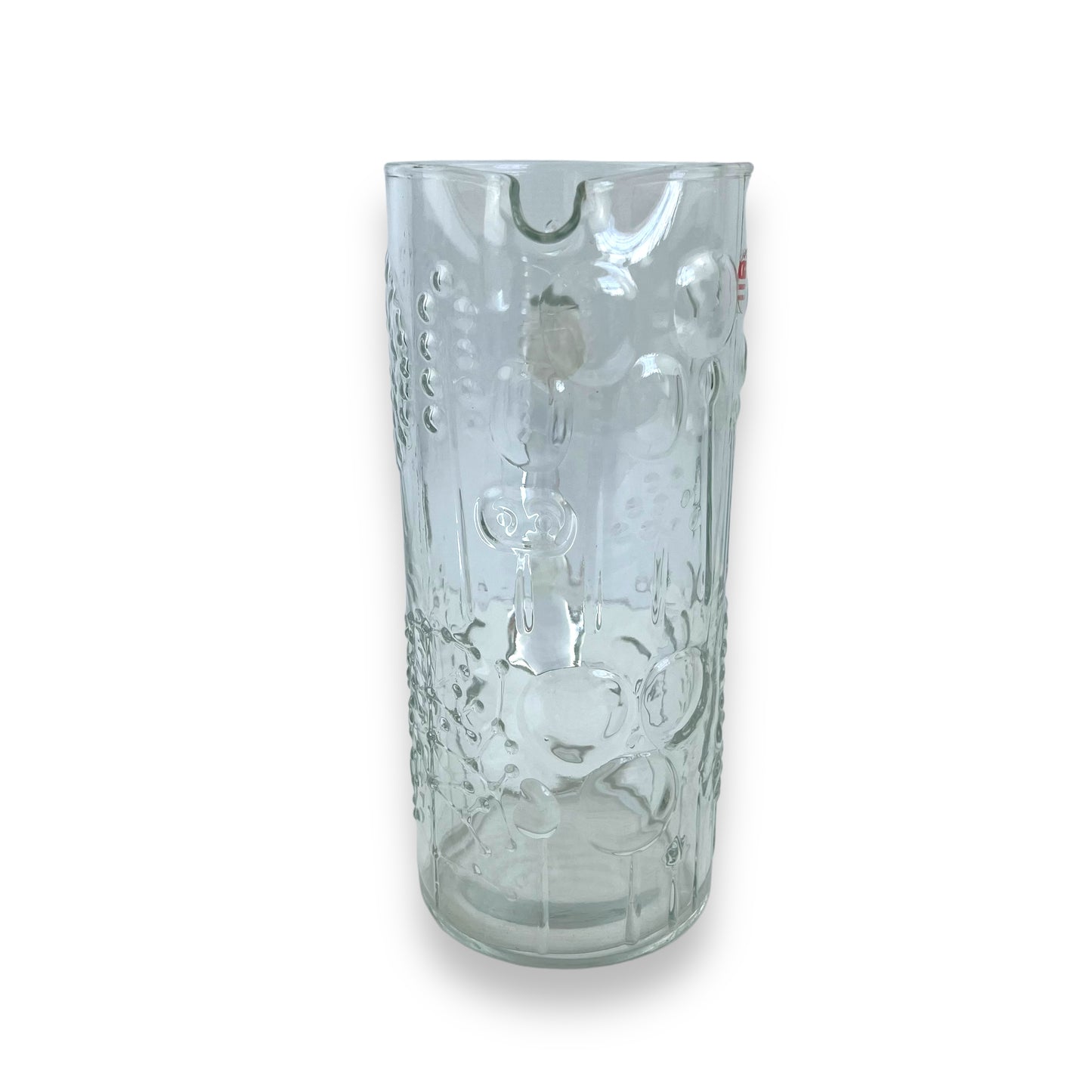 Pressed flower pattern clear glass pitcher