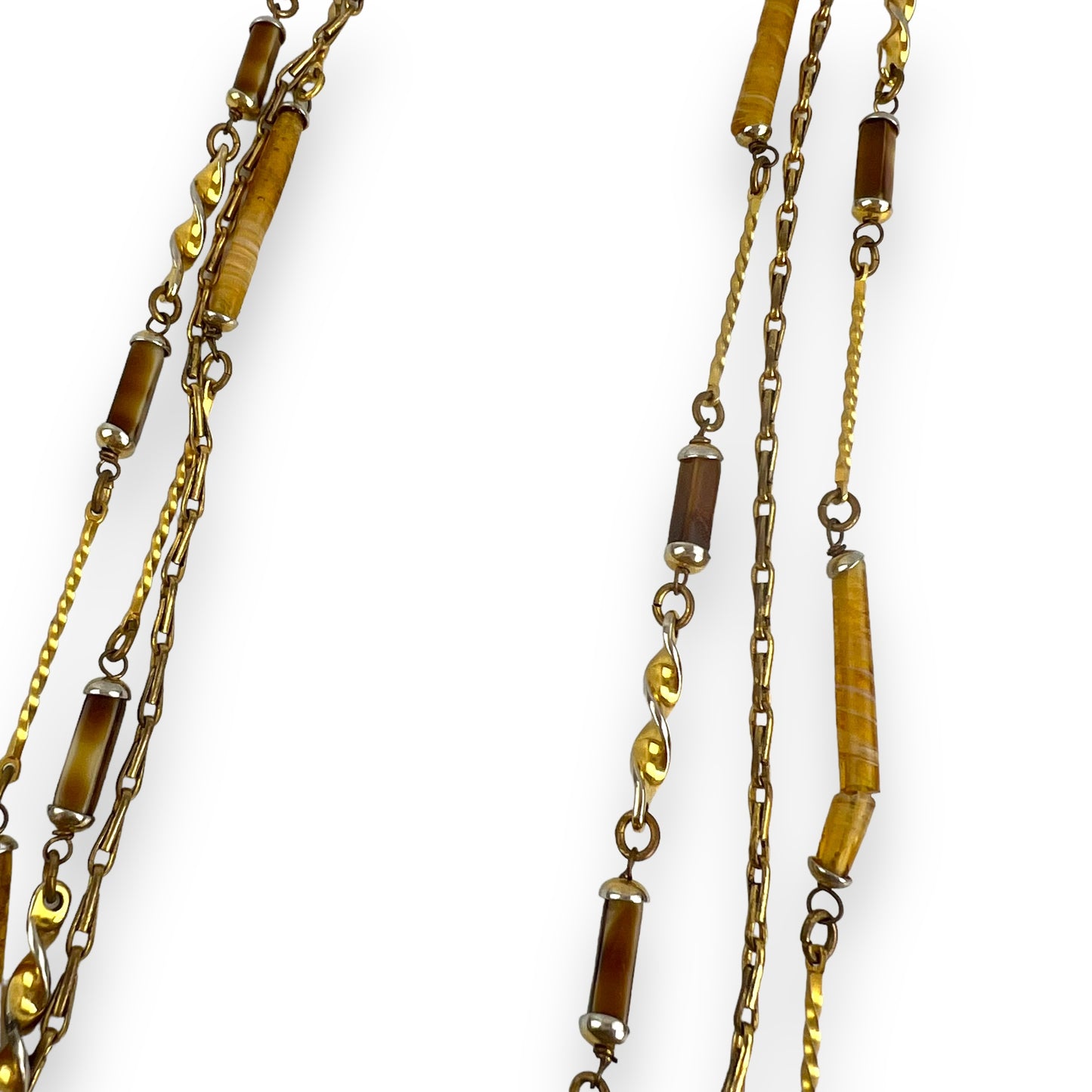 Gold Metal and glass Bead 3 String necklace