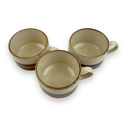 Tramore Brown Stripe Soup mug set of 3