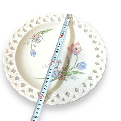 Yamazaki Royal Lattice Plate – Floral Design with Openwork Border, Made in Japan