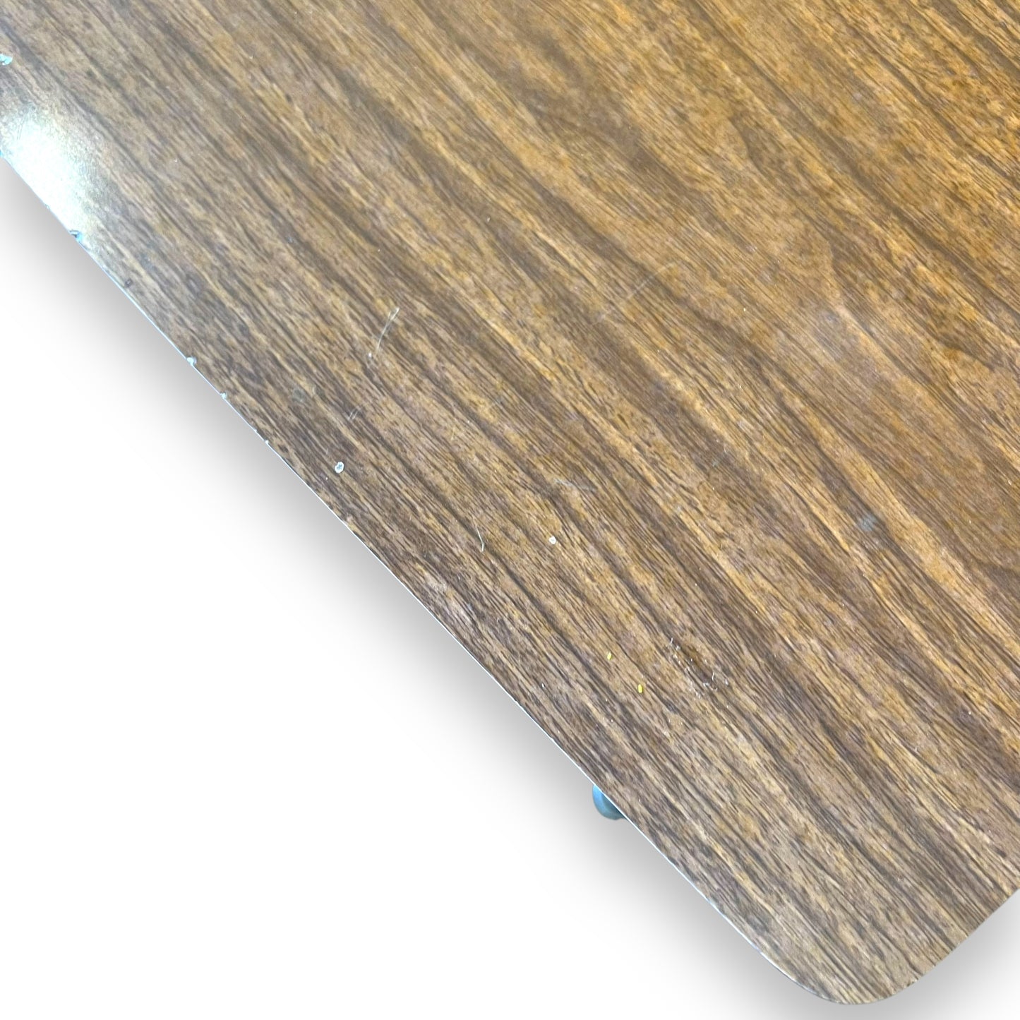 Brown Laminate Side Table – Small Retro Coffee Table with Tapered Legs