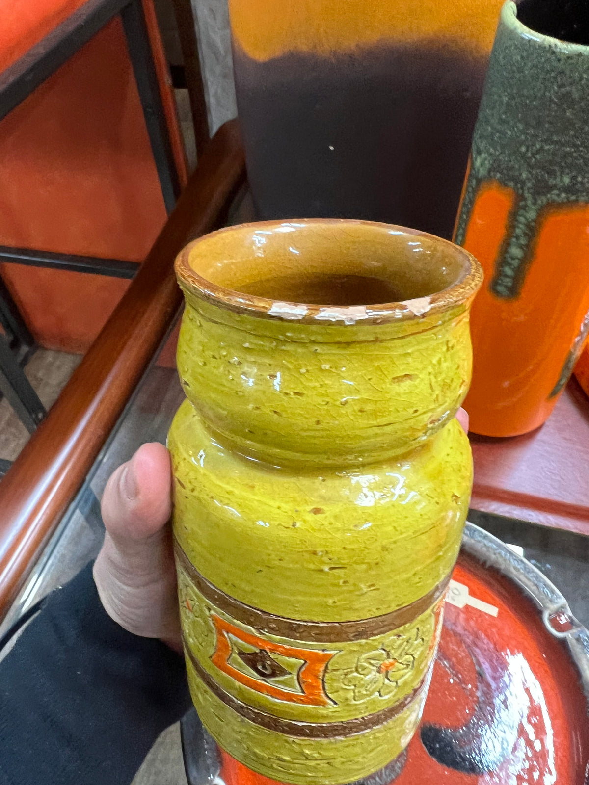 Bitossi Italian Ceramic Vase – Yellow, Orange & Brown