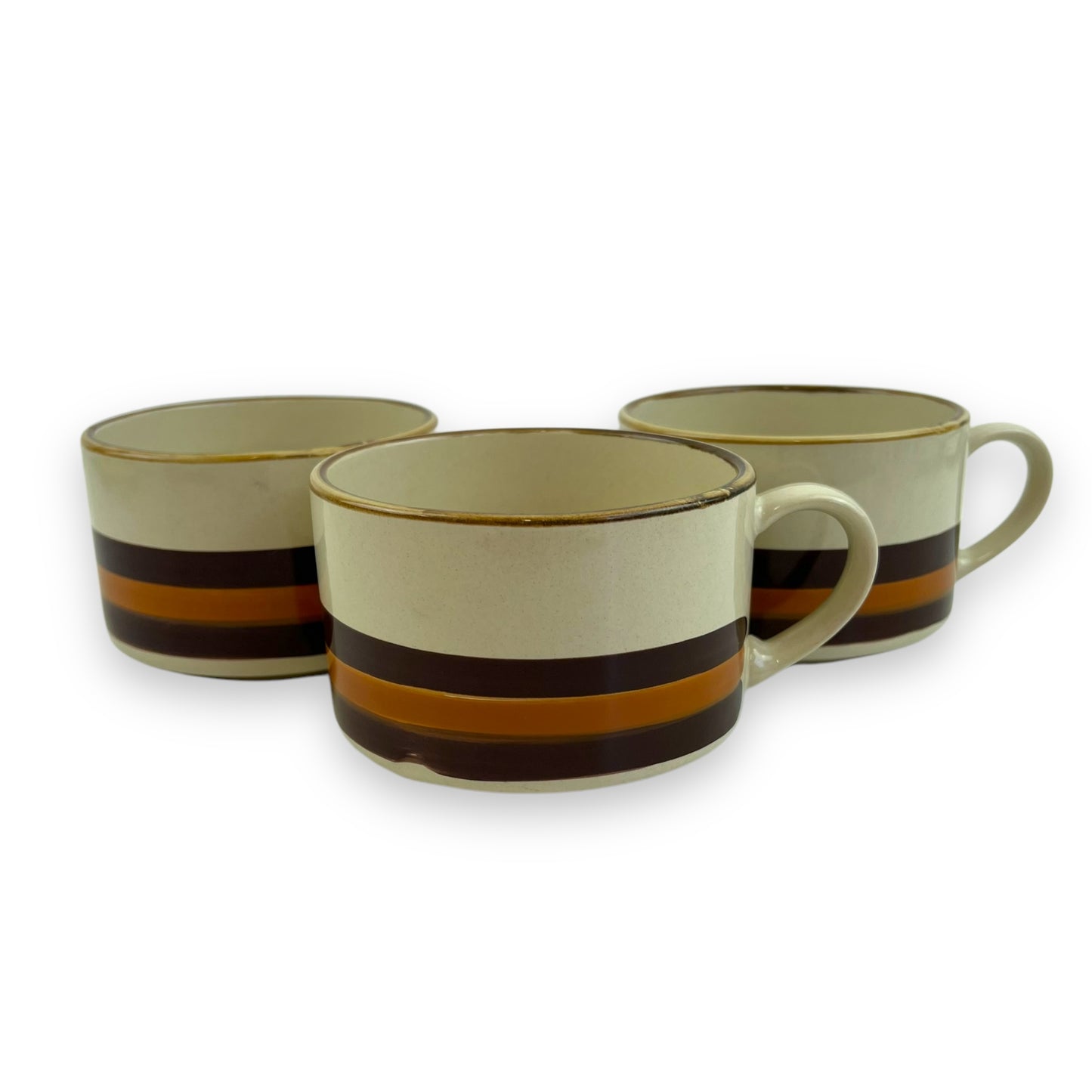 Tramore Brown Stripe Soup mug set of 3
