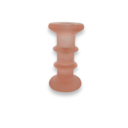 Pink Frosted Glass Candlestick Holder - Made in Sweden