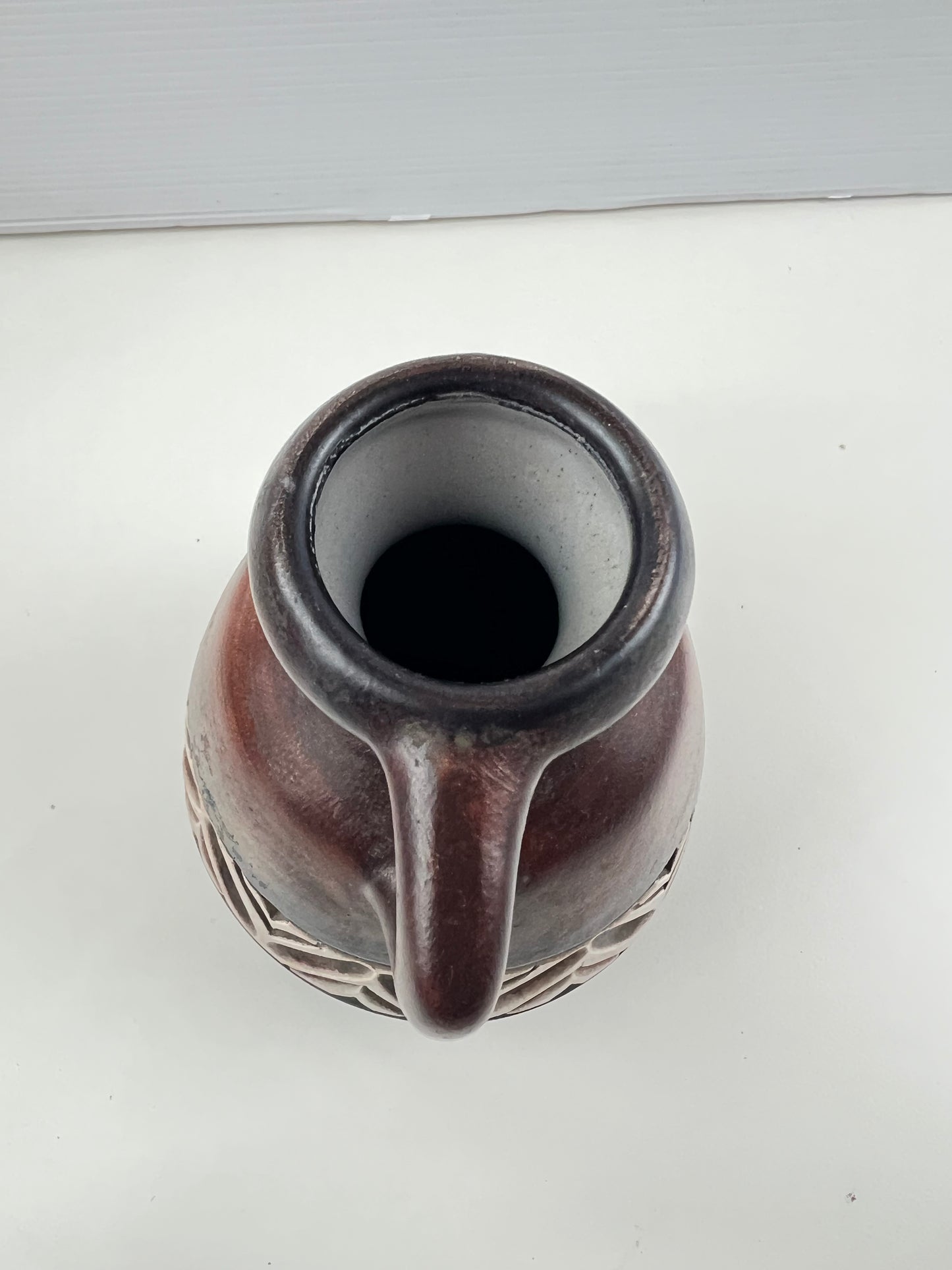 Beit Hayotser Israel Pottery Vase – Brown & Cream Handled Vase