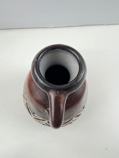 Beit Hayotser Israel Pottery Vase – Brown & Cream Handled Vase