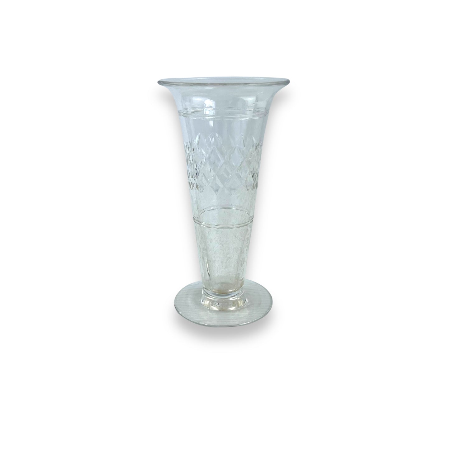 Clear glass trumpet shape vase