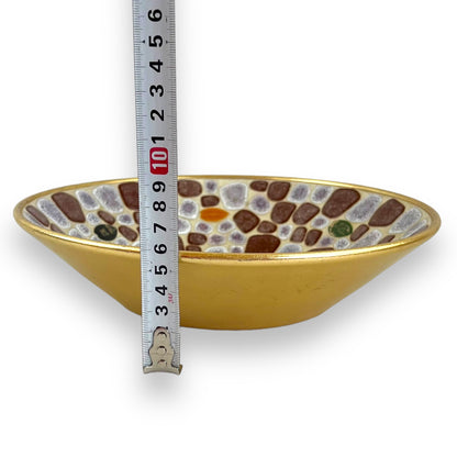 Mosaic Stone Bowl with Gold Base