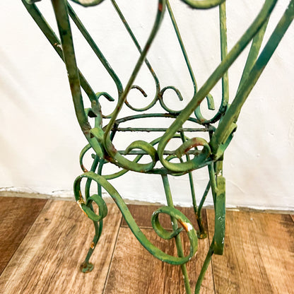 Vintage green swirl metal plant pot holder
