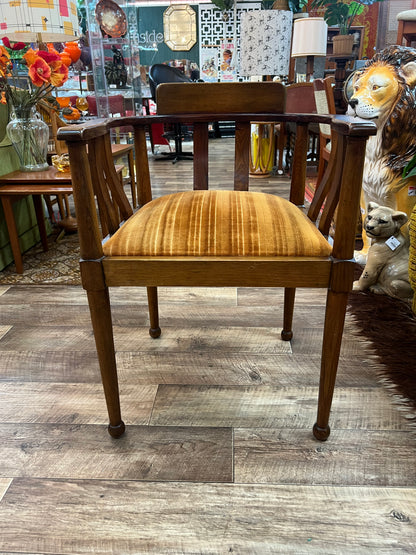 Timber Barrel Back Armchair with Mustard Velvet Seat