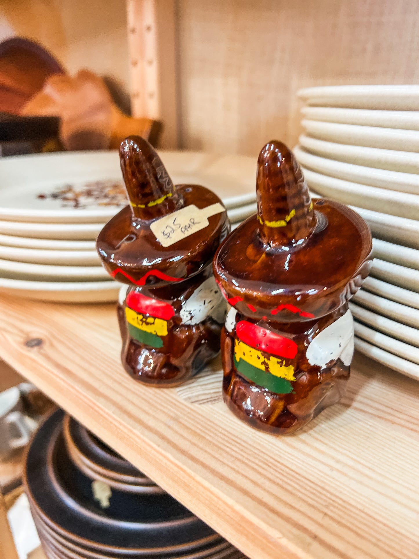 Mexican Sombrero Salt & Pepper Shakers – Hand Painted Souvenir Set