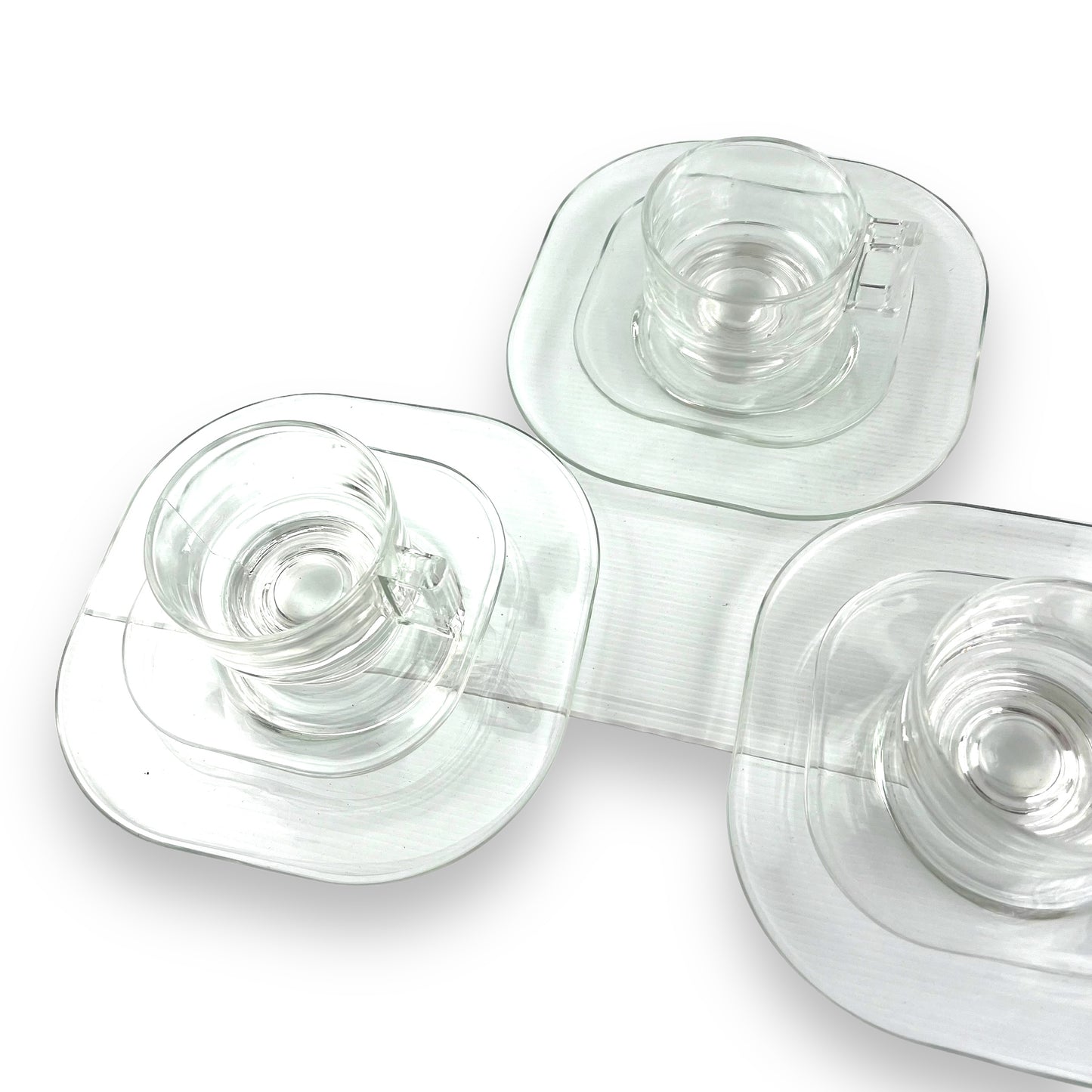 Joe Colombo Italian Arno Glass Trio: Salad plate, teacup & Saucer