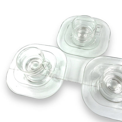 Joe Colombo Italian Arno Glass Trio: Salad plate, teacup & Saucer