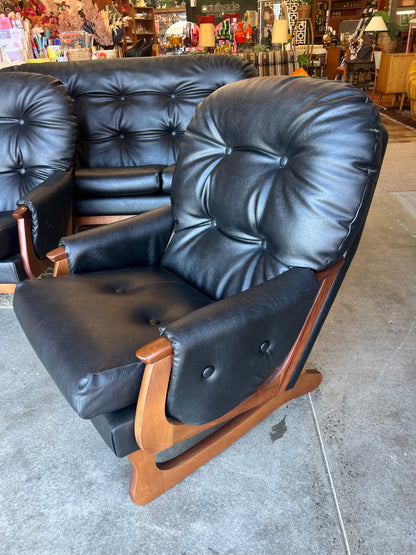 Black Vinyl Armchair by Mayline Furniture (Collingwood VIC) – Solid Timber Frame