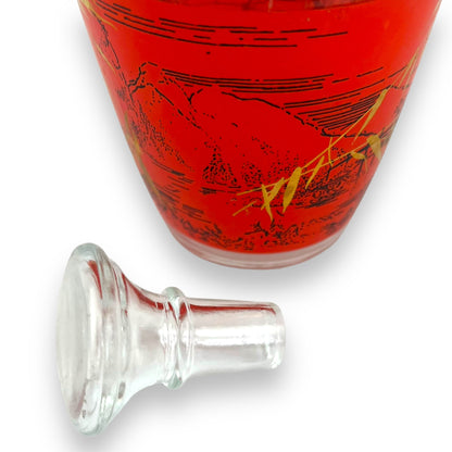 Glass decanter orange mountains