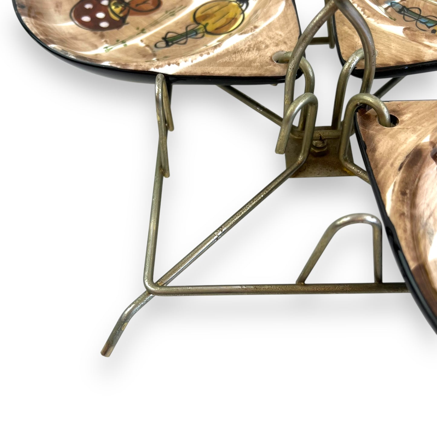 Leaf shape Serving dish Set – Hand-Painted mushroom pattern & Metal carry Stand